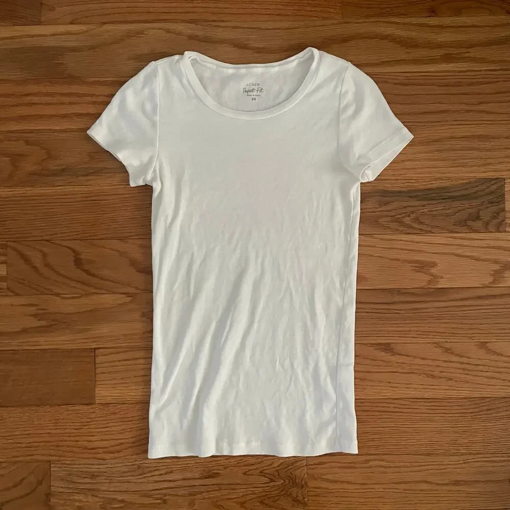 J.Crew Perfect Fit Short Sleeve Tee White Womens XS Archival Sp14 Minimalist